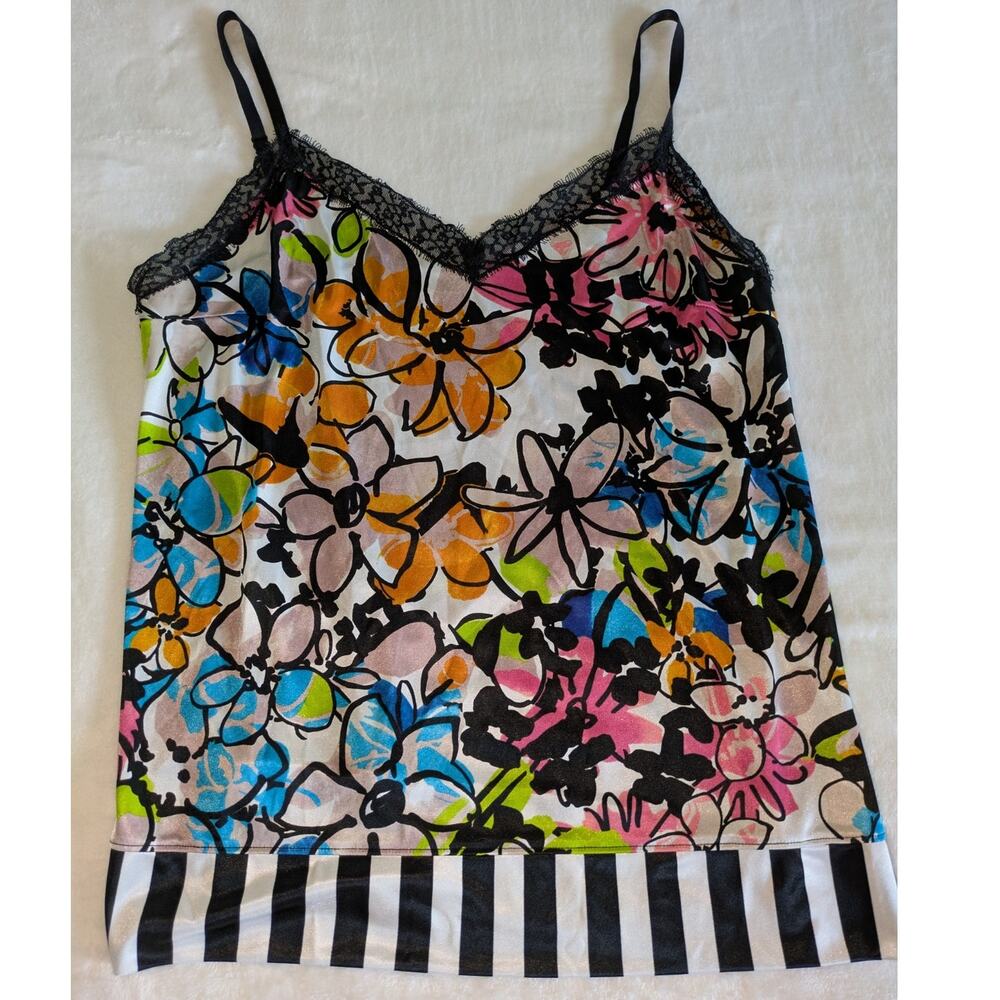 Lane Bryant Camisole Womens M/L Lace Floral Colorful Y2K Vibrant Summer Cami‎